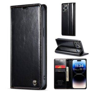 CaseMe 003 For iPhone 14 Pro Max Soft PU Leather Flip Wallet Case with 2 Credit